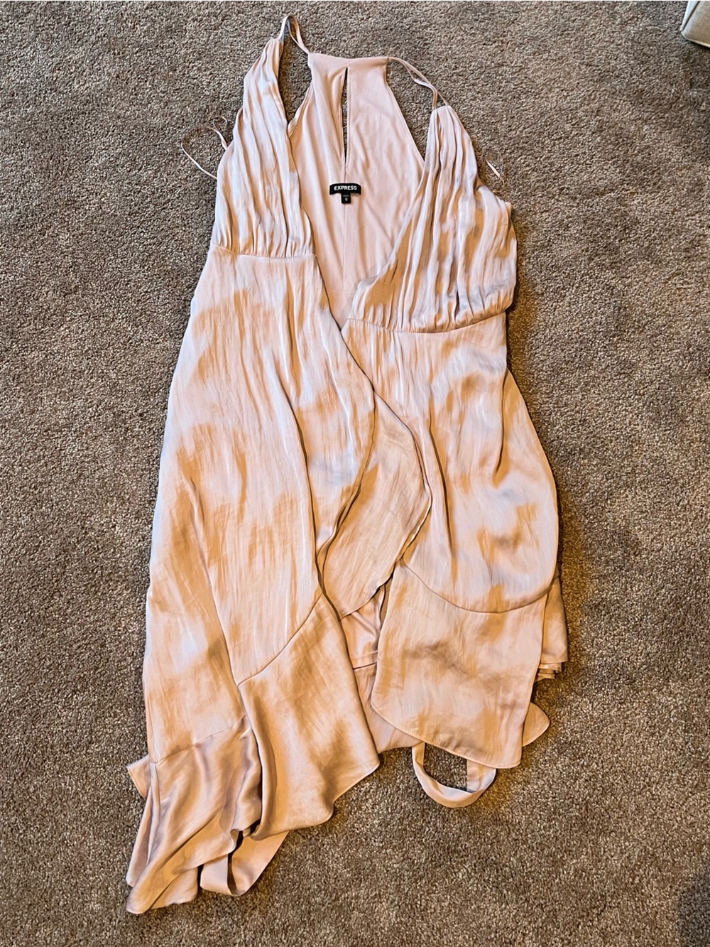 Express Light Pink Satin Slip Dress, Small